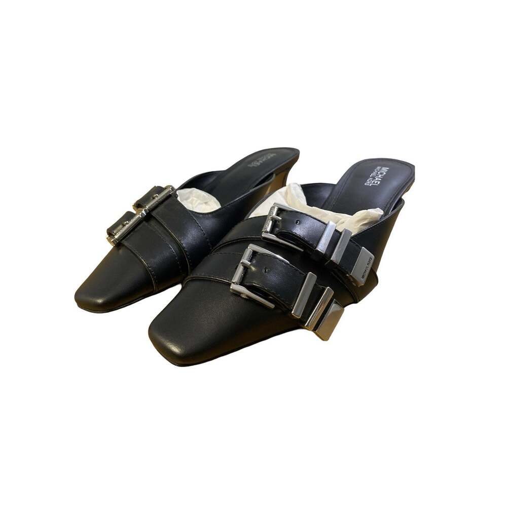 Michael Kors Darrington Black Leather Kitten Heel Mules Women’s 6 NEW